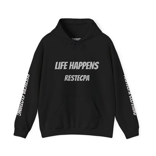 "Life Happens" Hoodie — Motivational Pullover Sweatshirt