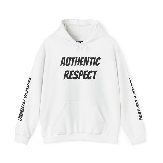 "authentic respect" Hoodie — Minimal Text Unisex Sweatshirt