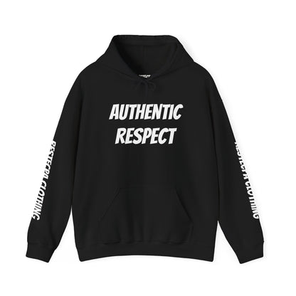 "authentic respect" Hoodie — Minimal Text Unisex Sweatshirt