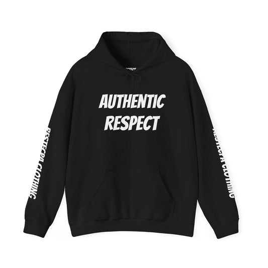 "authentic respect" Hoodie — Minimal Text Unisex Sweatshirt