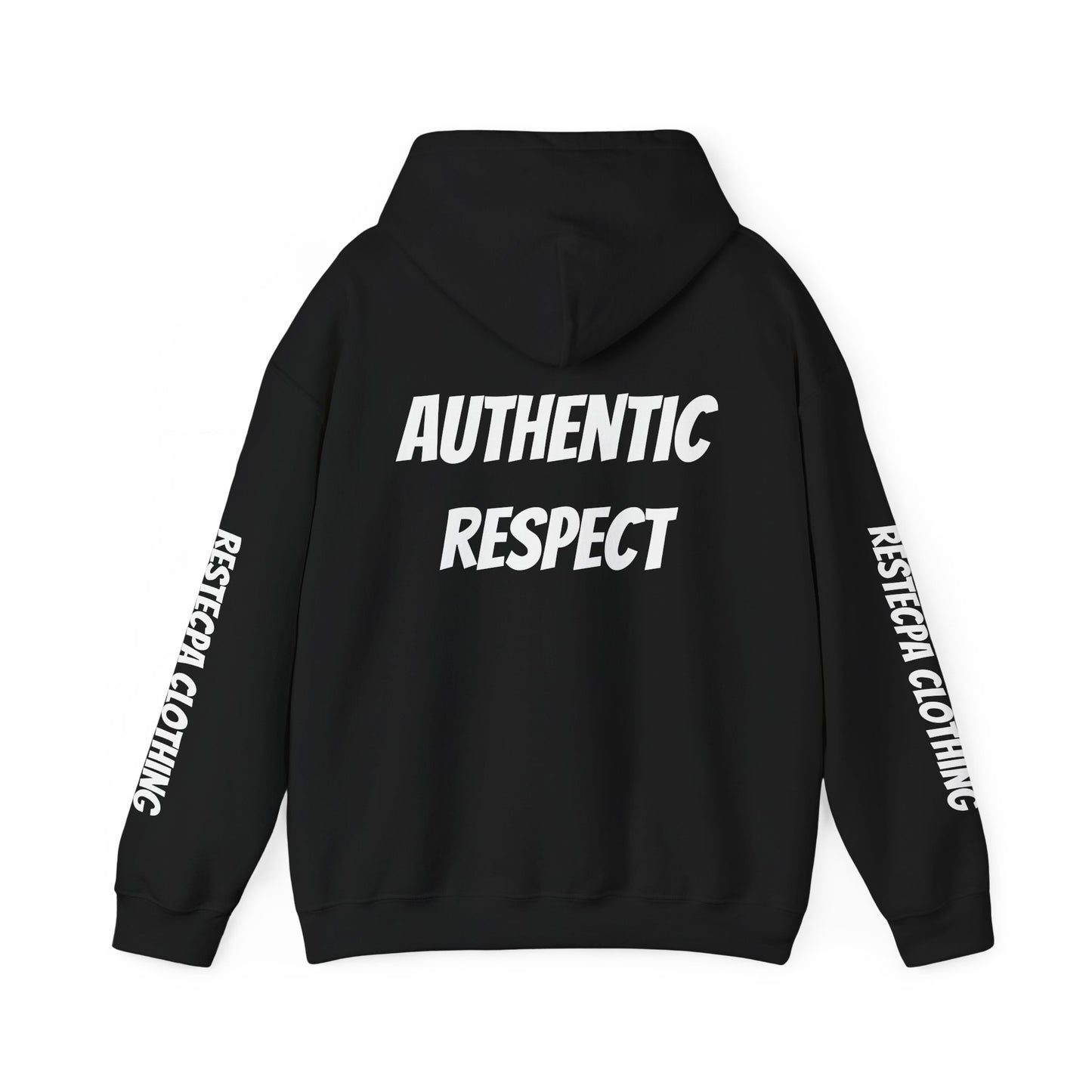 "authentic respect" Hoodie — Minimal Text Unisex Sweatshirt