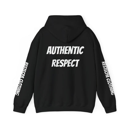 "authentic respect" Hoodie — Minimal Text Unisex Sweatshirt