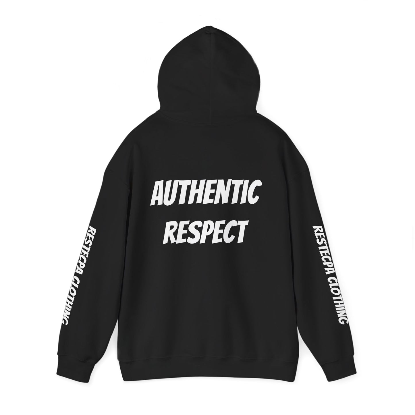 "authentic respect" Hoodie — Minimal Text Unisex Sweatshirt