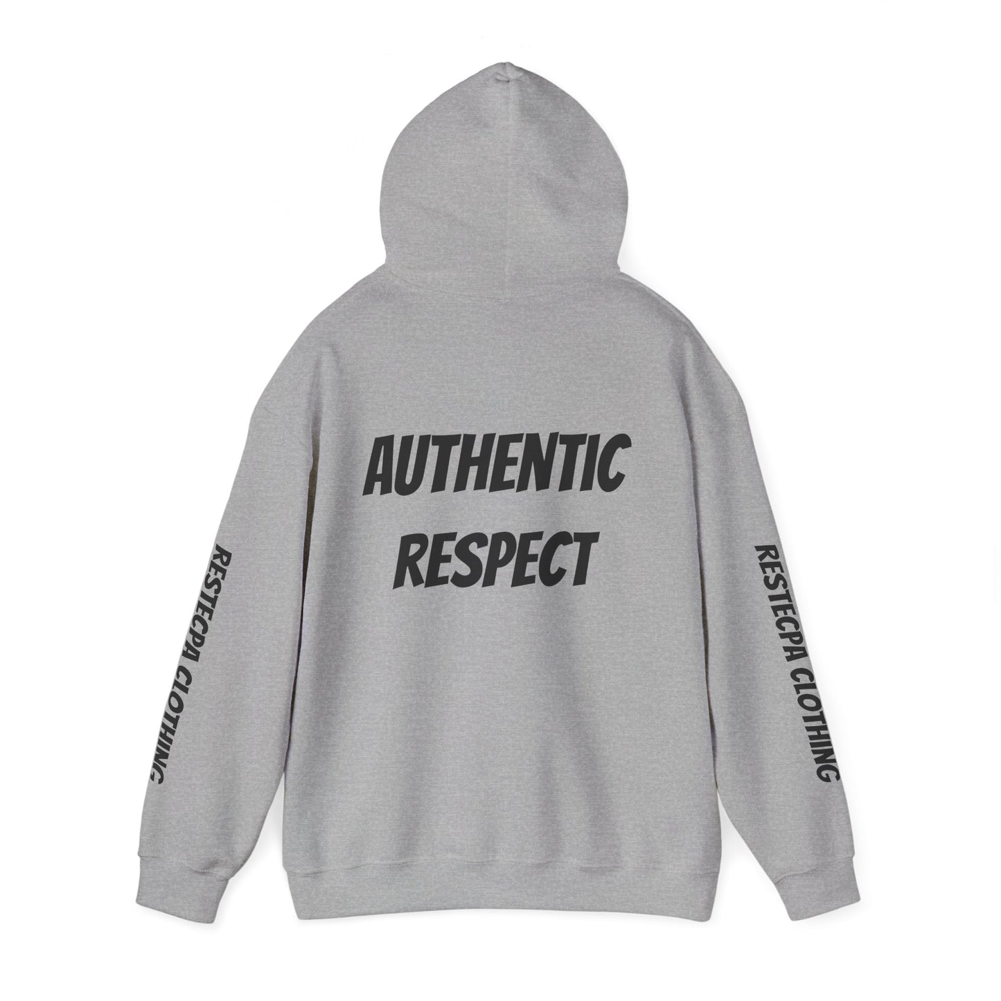 "authentic respect" Hoodie — Minimal Text Unisex Sweatshirt