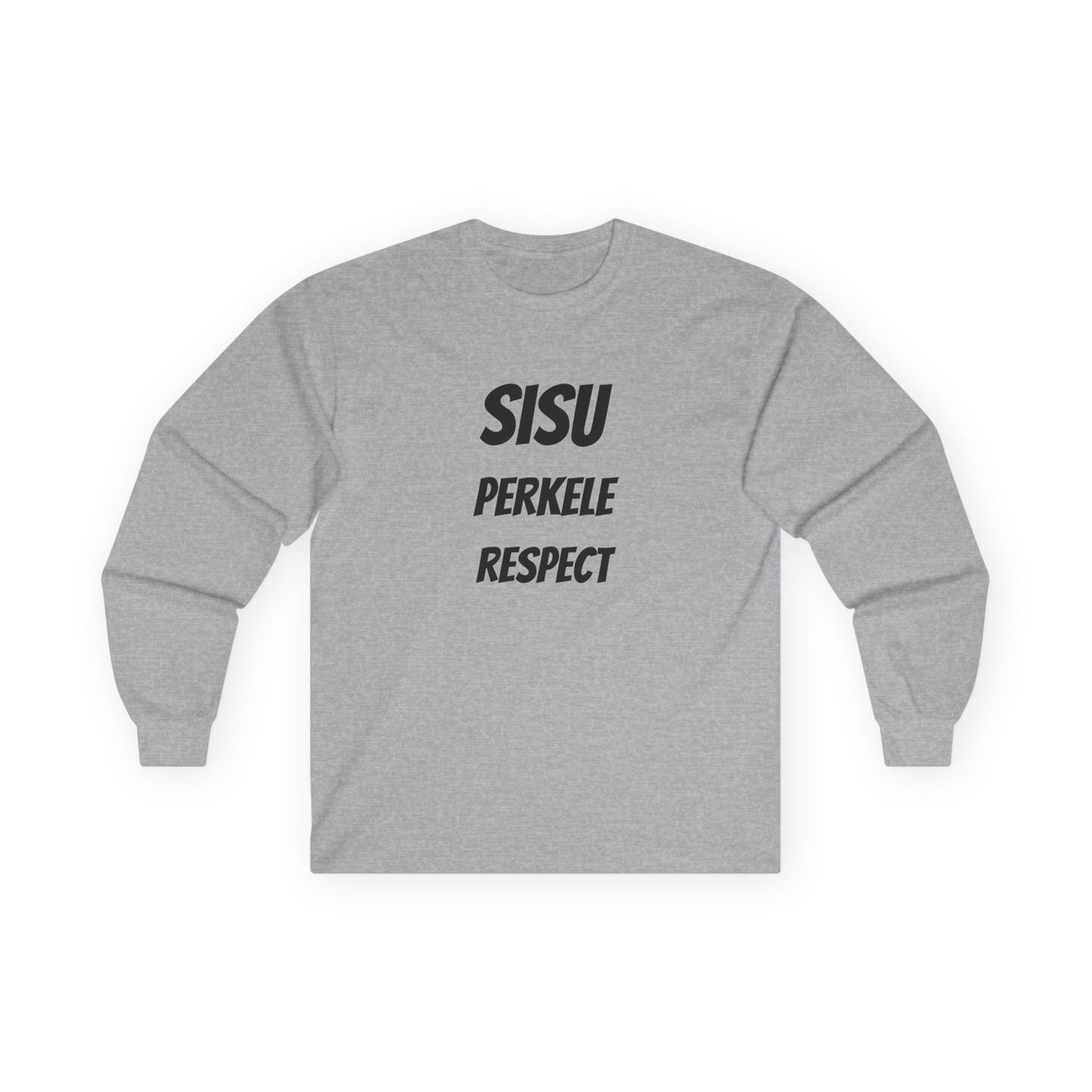 Sisu Perkele Long Sleeve Tee — Finnish Resilience & Respect Design