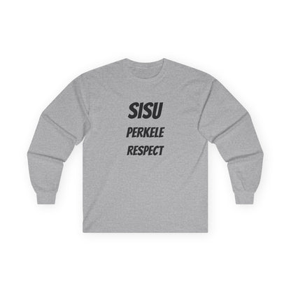 Sisu Perkele Long Sleeve Tee — Finnish Resilience & Respect Design