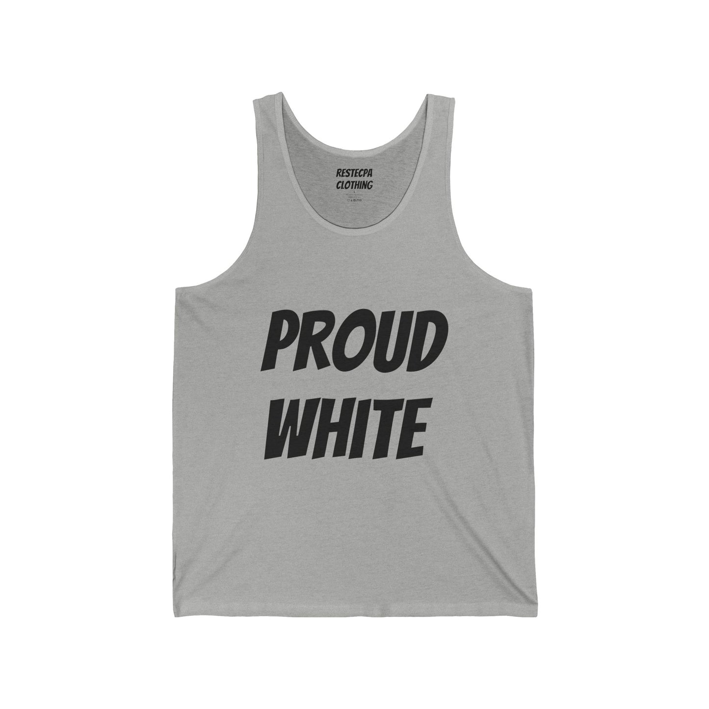 Proud White Tank Top — 'proud white' Graphic Jersey Tank