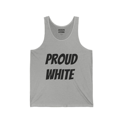 Proud White Tank Top — 'proud white' Graphic Jersey Tank