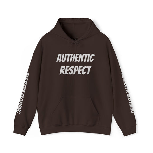 "authentic respect" Hoodie — Minimal Text Unisex Sweatshirt