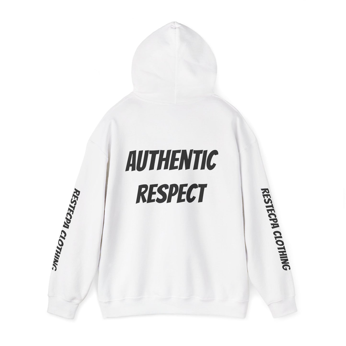 "authentic respect" Hoodie — Minimal Text Unisex Sweatshirt