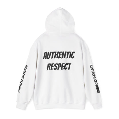 "authentic respect" Hoodie — Minimal Text Unisex Sweatshirt
