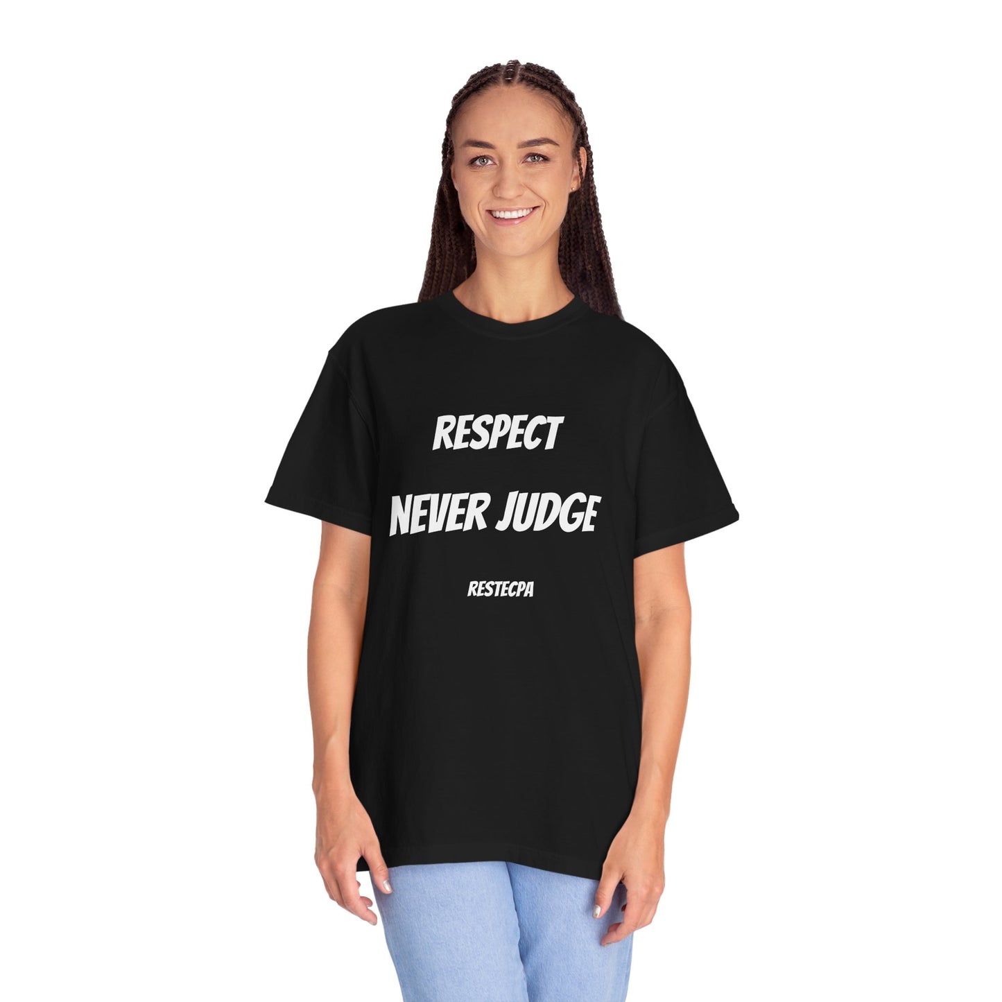Never Judge T-Shirt — Minimal Typography Tee