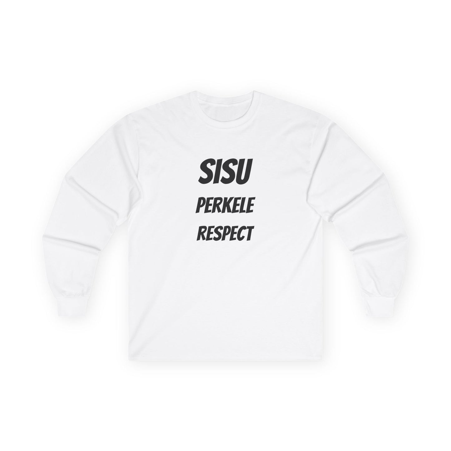 Sisu Perkele Long Sleeve Tee — Finnish Resilience & Respect Design