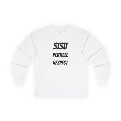 Sisu Perkele Long Sleeve Tee — Finnish Resilience & Respect Design