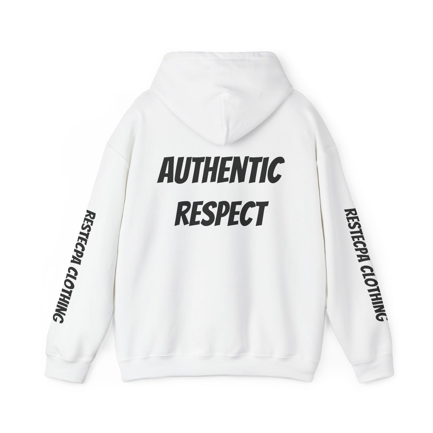"authentic respect" Hoodie — Minimal Text Unisex Sweatshirt