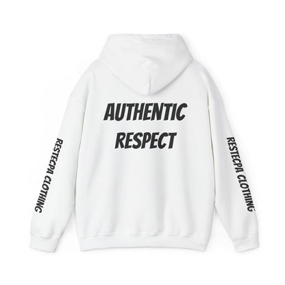 "authentic respect" Hoodie — Minimal Text Unisex Sweatshirt