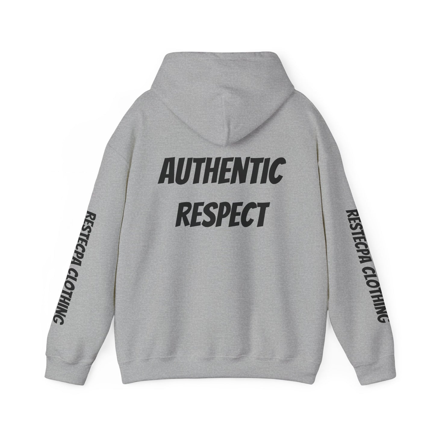 "authentic respect" Hoodie — Minimal Text Unisex Sweatshirt