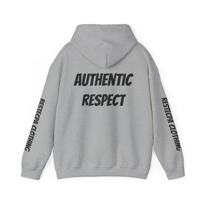 "authentic respect" Hoodie — Minimal Text Unisex Sweatshirt