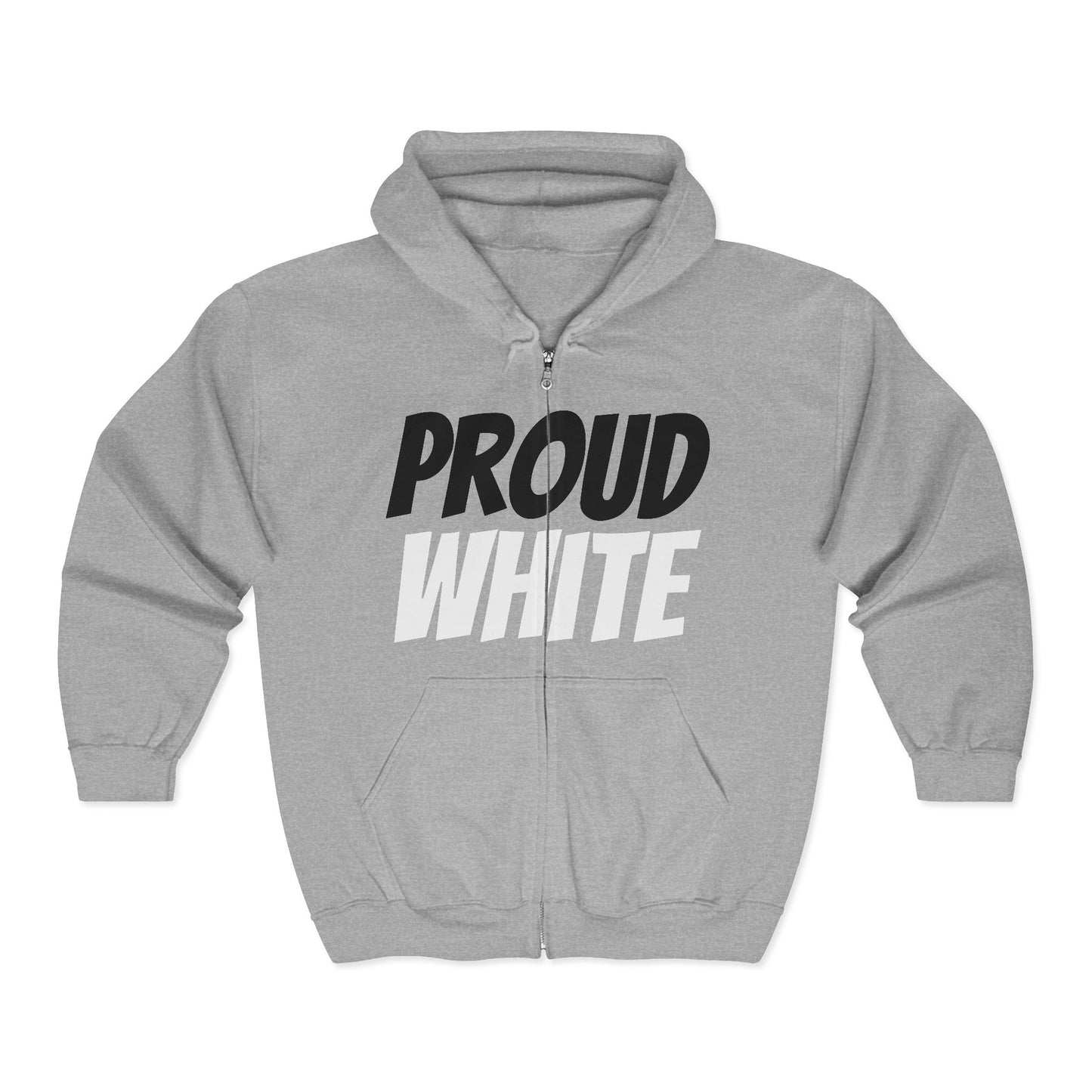 Proud White Zip Hoodie — "proud white" Full-Zip Sweatshirt