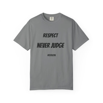 Never Judge T-Shirt — Minimal Typography Tee