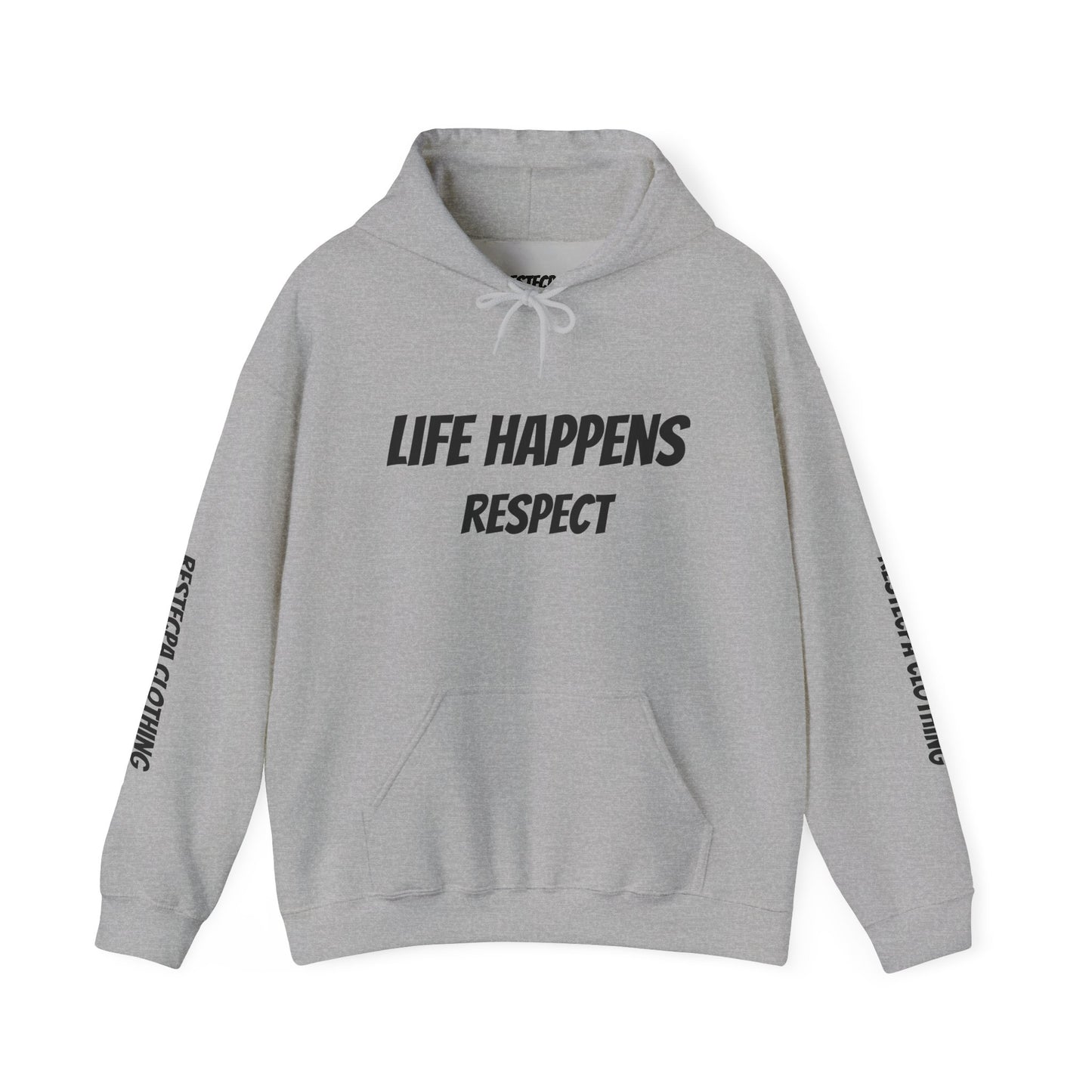 "life happens" Hoodie — Comfort Pullover with Minimal Inspirational Text