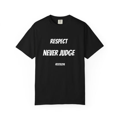 Never Judge T-Shirt — Minimal Typography Tee