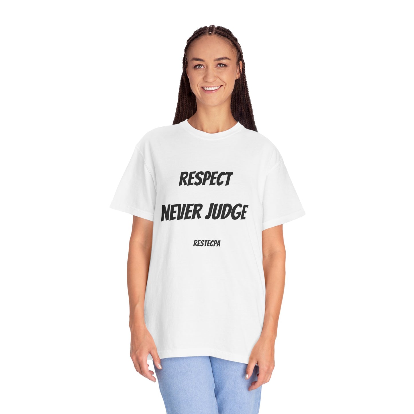 Never Judge T-Shirt — Minimal Typography Tee