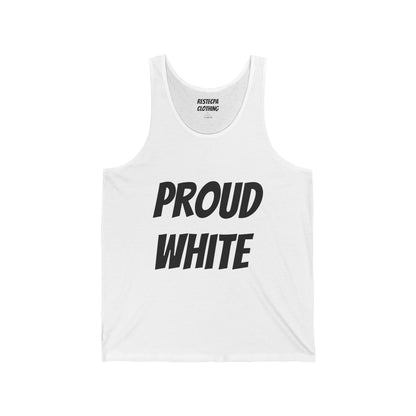 Proud White Tank Top — 'proud white' Graphic Jersey Tank