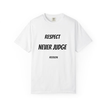 Never Judge T-Shirt — Minimal Typography Tee