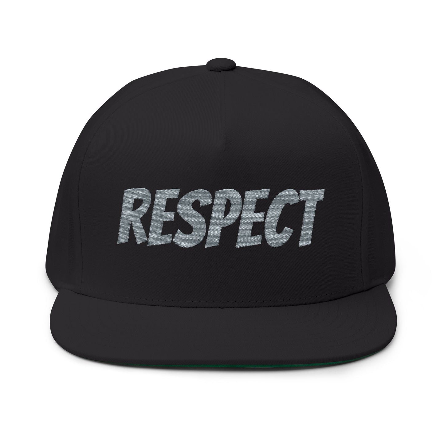 Respect Embroidered Cap — Flat Bill Hat
