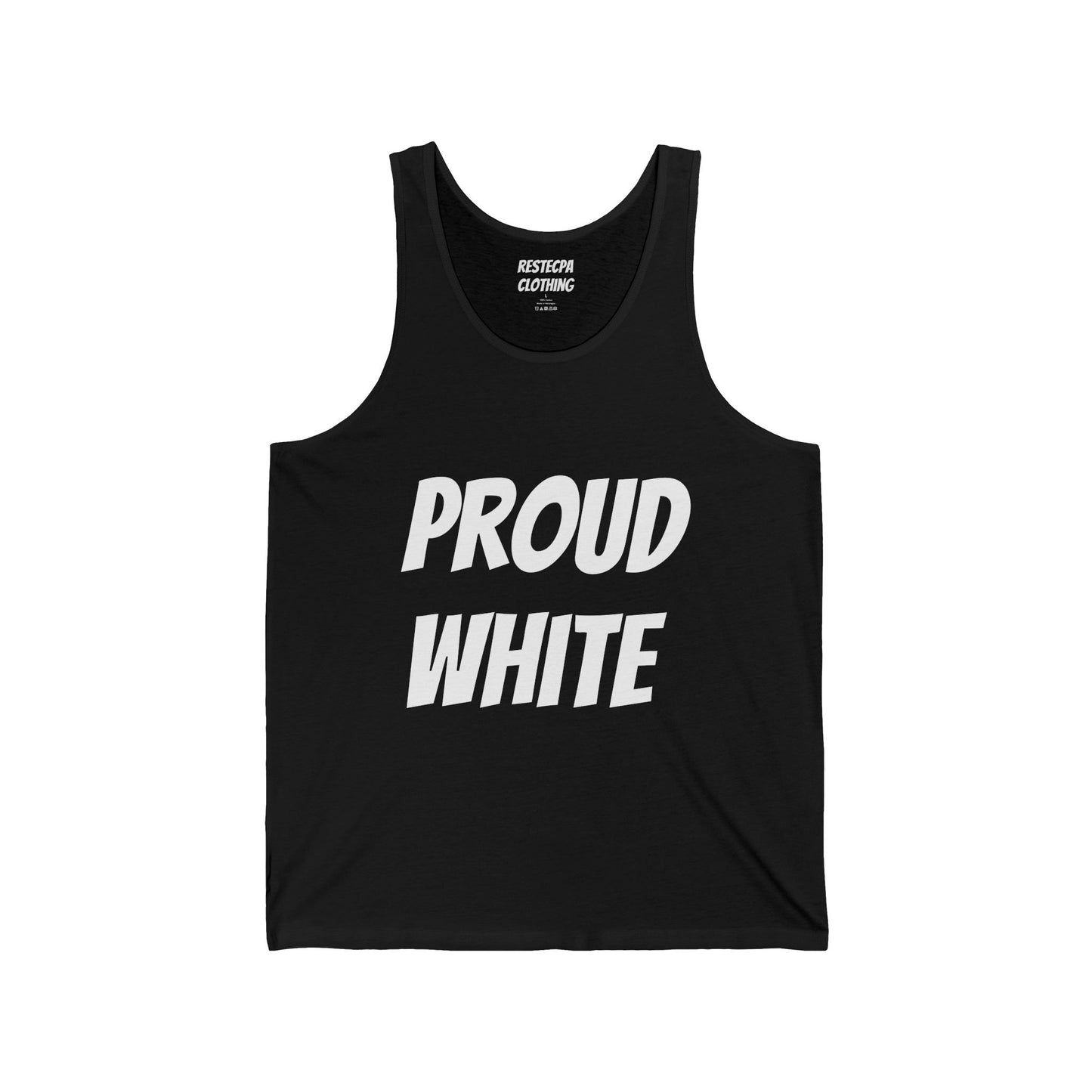 Proud White Tank Top — 'proud white' Graphic Jersey Tank