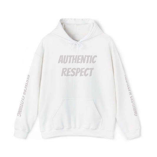 "authentic respect" Hoodie — Minimal Text Unisex Sweatshirt