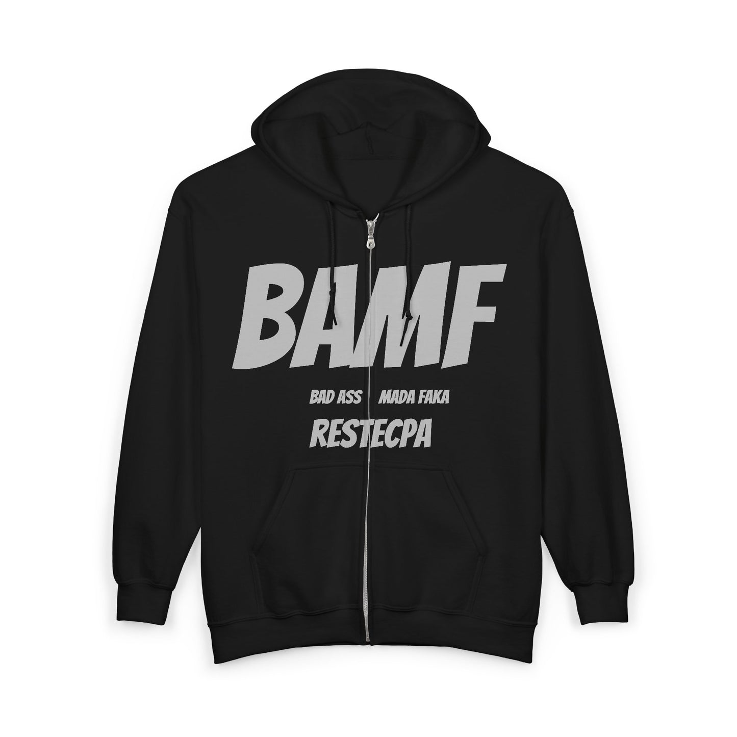 Bad Ass 'BAMF' Zipper Hoodie — Bold Mada Faka Full-Zip Sweatshirt